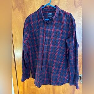 Chaps Men's Navy and Red Checkered Shirt